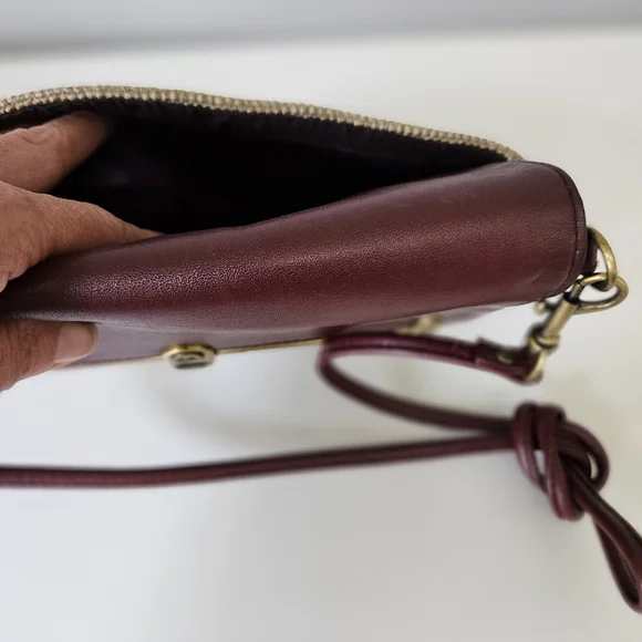 Vintage Etienne Aigner Shoulder Bag Jute & Leather Bag/ Clutch - Picture 12 of 15